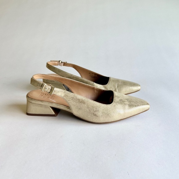 Naturalizer Gold Silver Animal Print Leather Close Toe Slingbacks size 7.5 - Picture 2 of 16